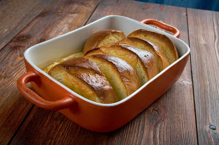 Freiburger Ramequin - German Baked Cheese,cream  with Toasted Breadの写真素材