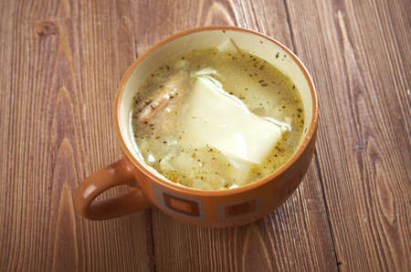 Tatar chicken noodle soup .close upの写真素材