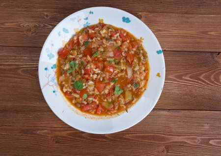 Minestra di riso - Italian lentil soup with riceの写真素材