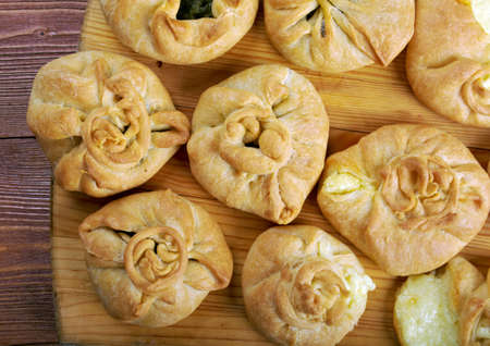 Russian pies with cheese and herbsの写真素材