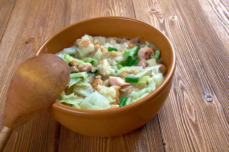 Ribollita famous Tuscan soup, a hearty potage made with bread and vegetablesの写真素材