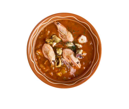 Cioppino is a fish stew originating in San Francisco. It is considered an Italian-American dish, and is related to various regional fish soups and stews of Italian cuisineの写真素材