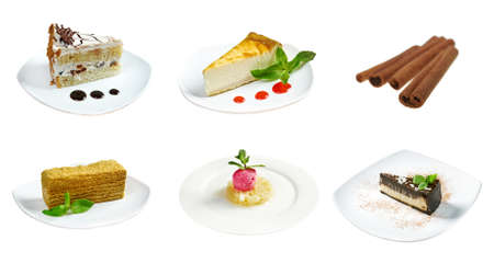 Food set of different  sweet dessert.. collageの写真素材