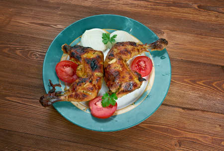 Tandoori chicken  with fresh vegetablesの写真素材