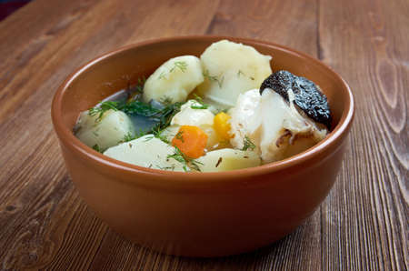 stew fresh northern catfish with potatoの写真素材