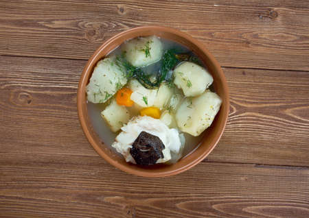 stew fresh northern catfish with potatoの写真素材