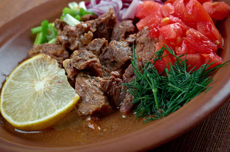 Shahan ful - simplified to ful, is a dish common in Eritrea, Ethiopia, Sudan and the region. served with chopped green onions, tomatoes,の写真素材