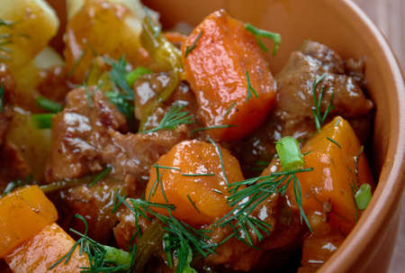 Swedish Kalops - traditional beef stew slow simmered with vegetables.の写真素材