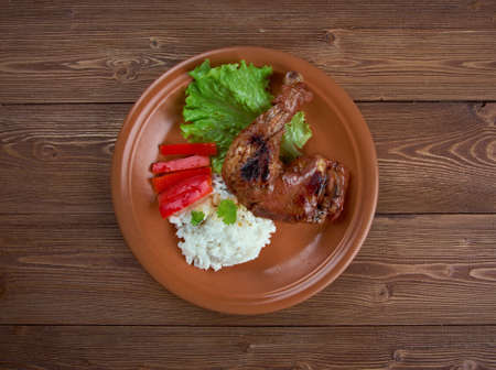 Poulet Bicyclette - afrik cuisine.BurkinabÃ© cuisine, or bicycle chicken,の写真素材