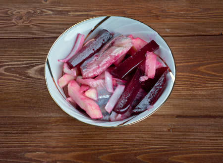 Hollands Nieuwe - Dutch traditional salted herring saladの写真素材