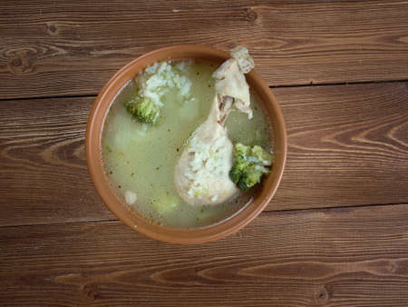 oriental soup with chicken and riceの写真素材