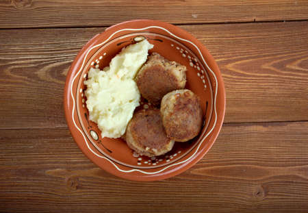 Scotch Collops.Scottish national dish of beef, herring and onionsの写真素材