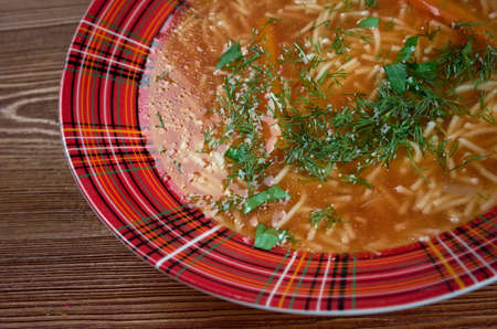 Sehriye - Åehriye Turkish tomato soup with pastaの写真素材