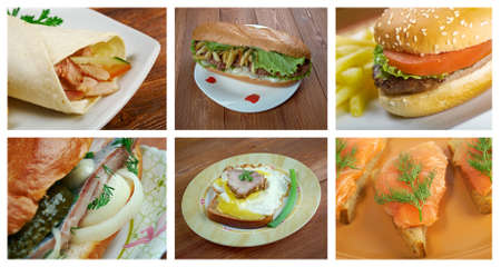 Food set of different  Sandwich . collage