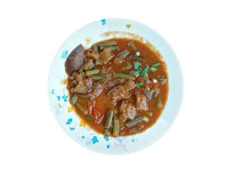 Kare-kare - Philippine stew.  made from  beef,eggplant, Chinese cabbage,  daikon, green beans