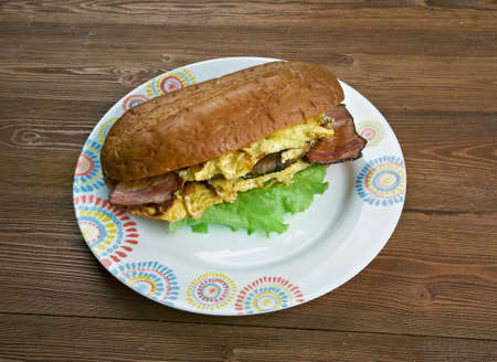 Enormous Omelet Sandwich -  breakfast  Americansandwich  fast-food restaurantの写真素材