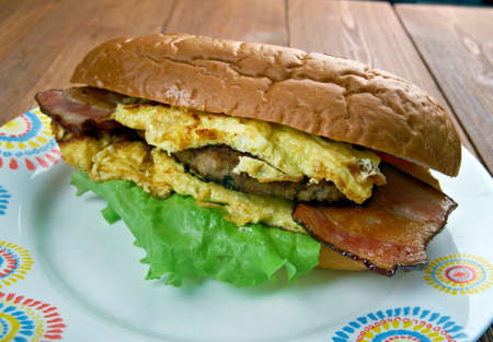 Enormous Omelet Sandwich -  breakfast  Americansandwich  fast-food restaurantの写真素材