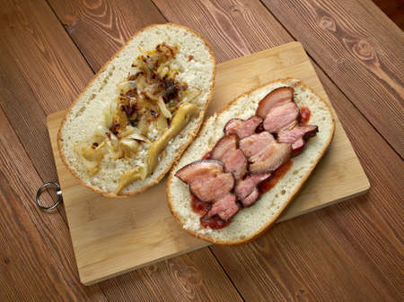 Fools Gold Loaf -   americanactual sandwich was a loaf of bread, , and entire jar of grape jelly, and a pound of baconの写真素材