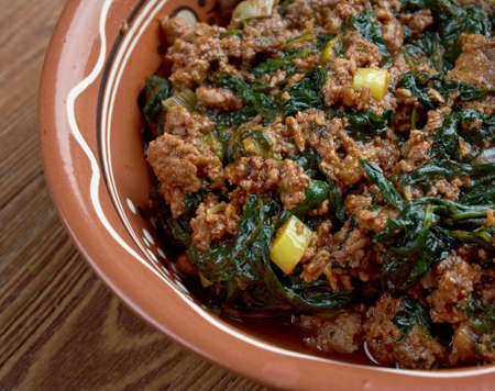 Palaver sauce - stew widely eaten in West Africa, including Ghana, Liberia, Sierra Leone and Nigeriaの写真素材