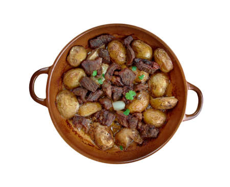 Afelia - a traditional Greek and  Cypriot food. pork marinated and cooked in red wineの写真素材