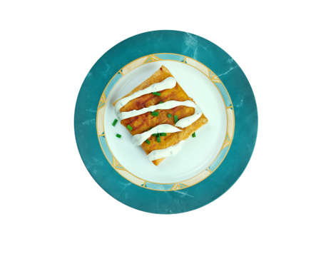 chimichanga with beef and vegetables close upの写真素材