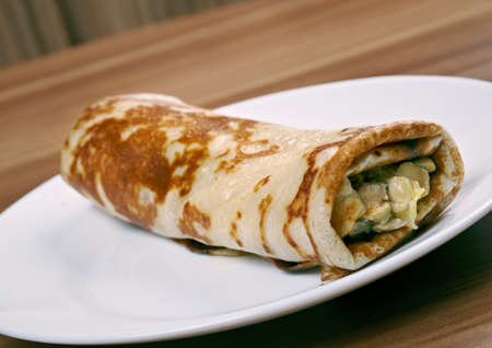 stuffed pancakes with chicken and mushrooms