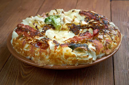 Bubble and Squeak-traditional English dish made fried leftover vegetables, potato and brussel sprouts,   cabbagesの写真素材