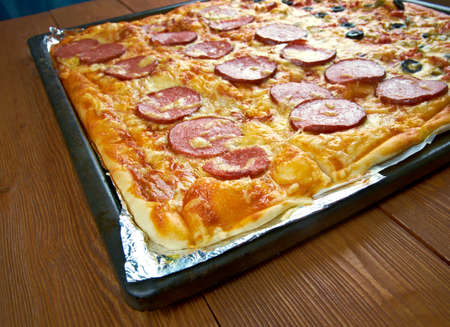 Pizza strips -  style of pizza common in the U.S. state ,have a somewhat thick crust and are toppedの写真素材