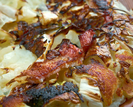 Bubble and Squeak-traditional English dish made fried leftover vegetables, potato and brussel sprouts,   cabbagesの写真素材