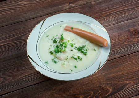 Sachsische Kartoffelsuppe  - potato soup with sausages. German and Austrian cuisineの写真素材