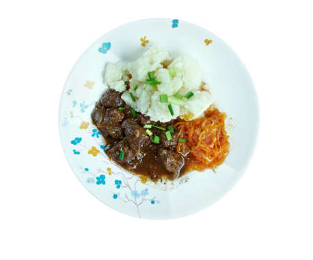 Traditional Finnish meal - Reindeer stew with potatoesの写真素材