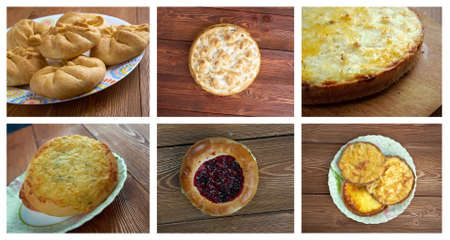 Food set different  pastry. collageの写真素材