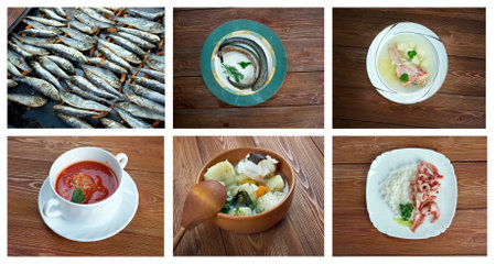 Food set of different  seafoods. collageの写真素材