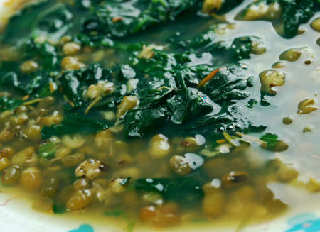 Palak Moong Dal - Indian dish with spinach and moong dalの写真素材