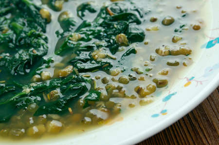 Palak Moong Dal - Indian dish with spinach and moong dalの写真素材
