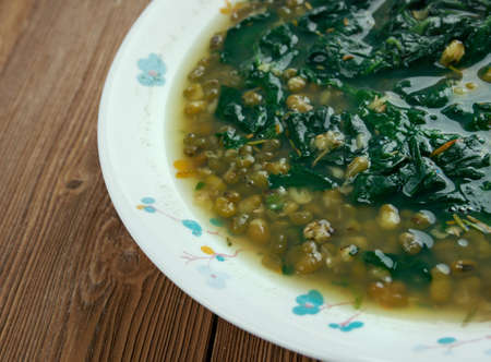 Palak Moong Dal - Indian dish with spinach and moong dalの写真素材
