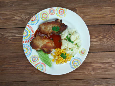 pork chop with vegetables.close up