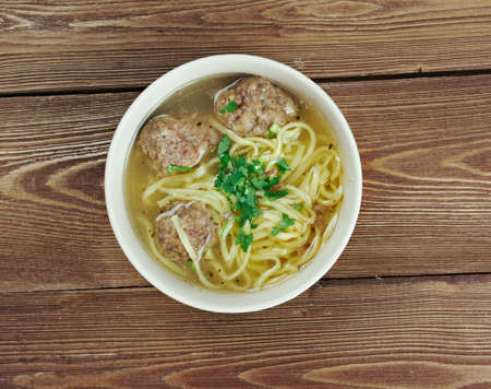 hamrashi - Azerbaijani soup with noodles and meatballsの写真素材