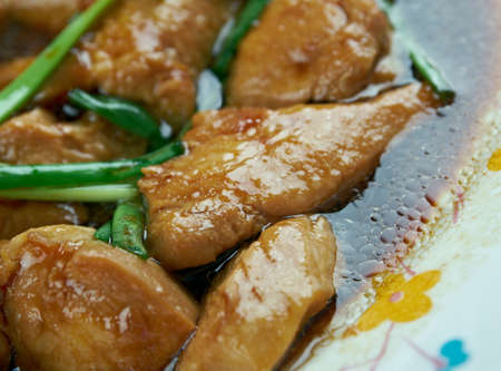 Mongolian Chicken - American style Chinese food stir fried. preparation methods are drawn from traditional Mongolian cuisine.の写真素材