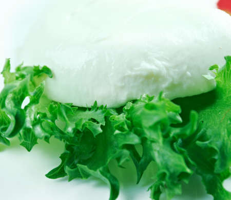 lettuce and greek feta cheese. close upの写真素材