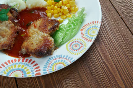 pork chop with vegetables.close upの写真素材