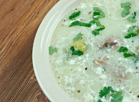 Chicken Asparagus Chowder close upの写真素材