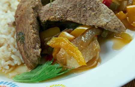 Kuzu Kapama - Turkish meat dish with lamb and vegetablesの写真素材