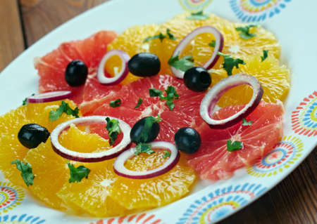 Sicilian orange salad -  typical salad dish of the Spanish and Sicilian cuisineの写真素材