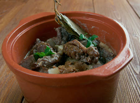 Zoervleis - regional meat dish from the Province of Limburg -  Netherlands.sour refers to a process of marinading the meat, generally horse meatの写真素材