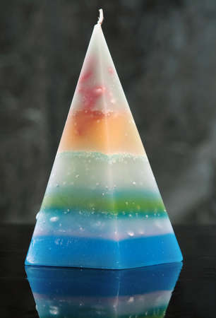 Hand made candles.Beautiful candle pyramidの写真素材