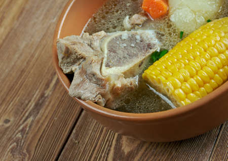 Cazuela -  given to a variety of dishes, specially from South America. cooking several kinds of meats and vegetables mixed.の写真素材