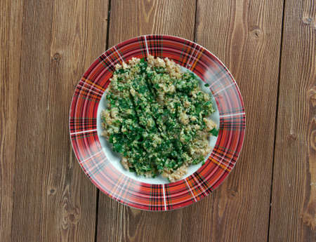 Skirlie - Scottish dish, made from oatmeal fried with fat, onionsの写真素材