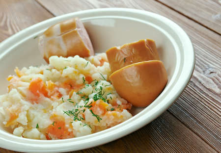 Dutch Hutspot -  dish of boiled and mashed potatoes, carrots and onions.  traditional Dutch cuisine.の写真素材