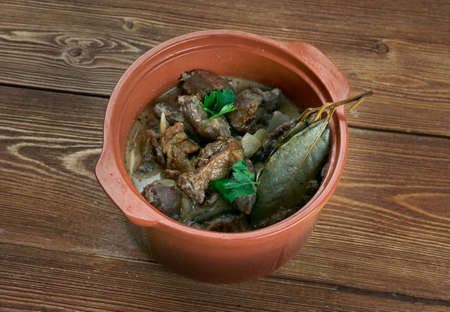 Zoervleis - regional meat dish from the Province of Limburg -  Netherlands.sour refers to a process of marinading the meat, generally horse meatの写真素材